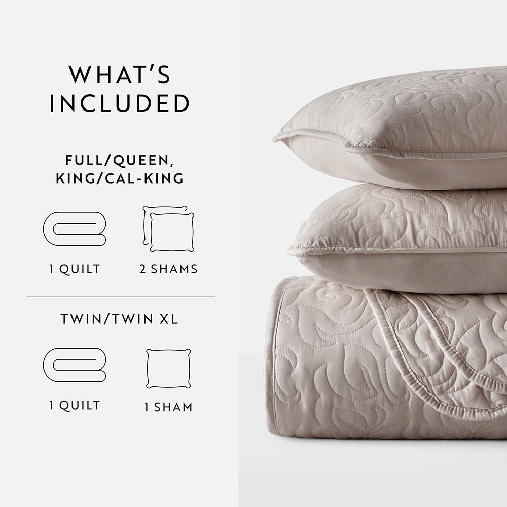 3-Piece Floral Stitch Quilted Coverlet Set