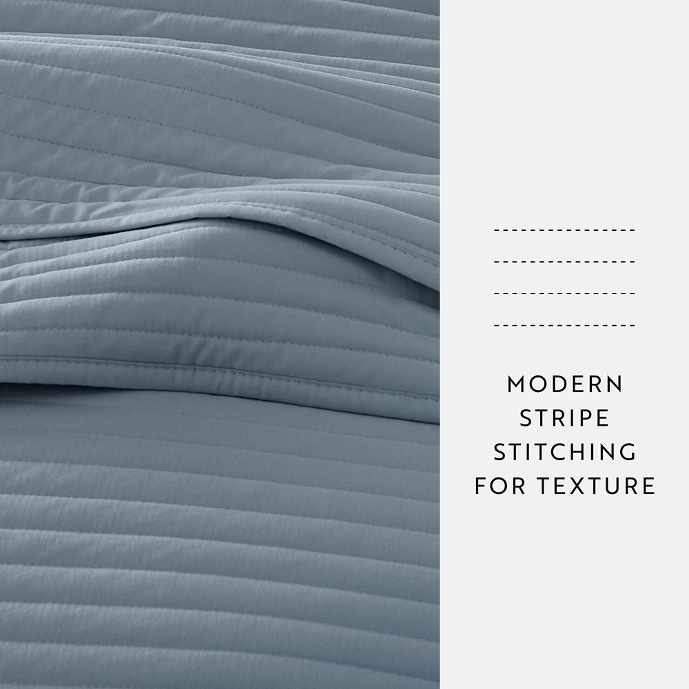 3-Piece Stripe Stitch Quilted Coverlet Set