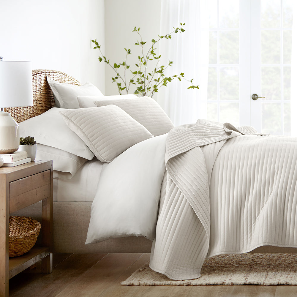 3-Piece Stripe Stitch Quilted Coverlet Set